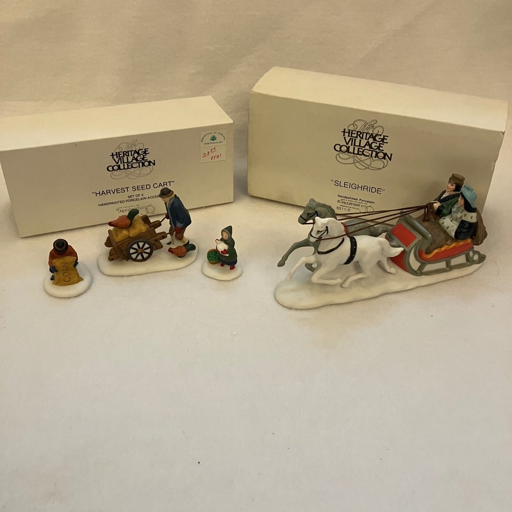 Department 56 Heritage Village Collection Sleighride & Harvest Seed Cart Holiday